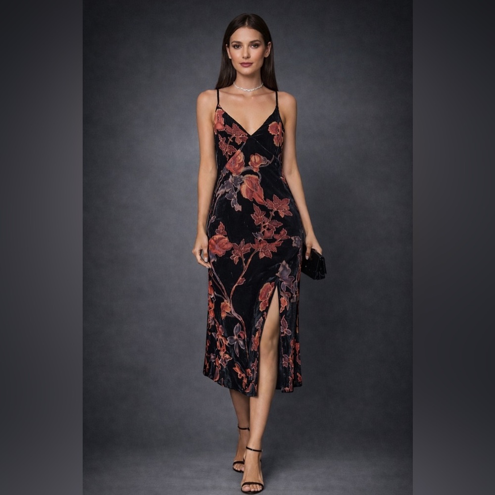 Function & Fringe Edit | Floral Black and Red Women's Dress